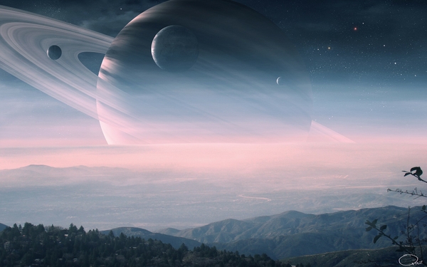 Plas Landscapes Saturn Digital Art Science Fiction
