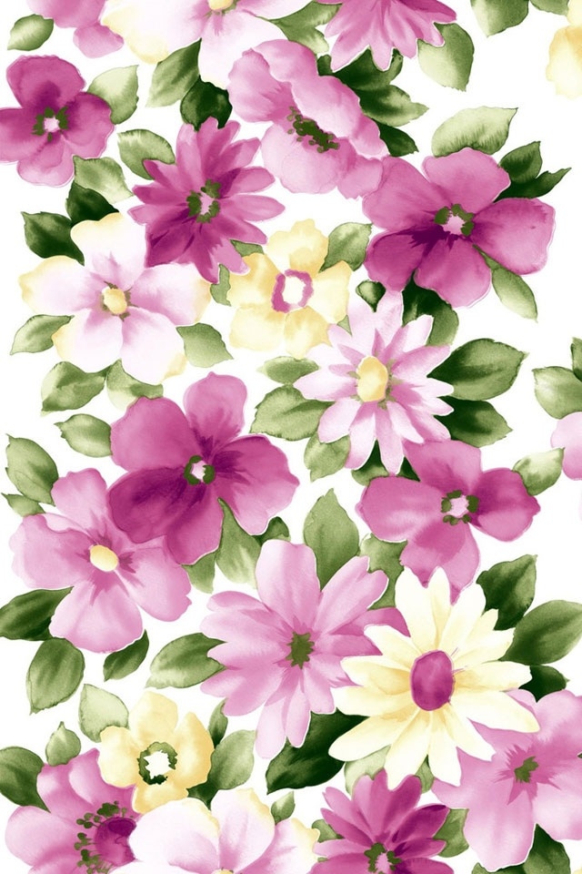 Pink Flower Oil Art iPhone Wallpaper HD Retina