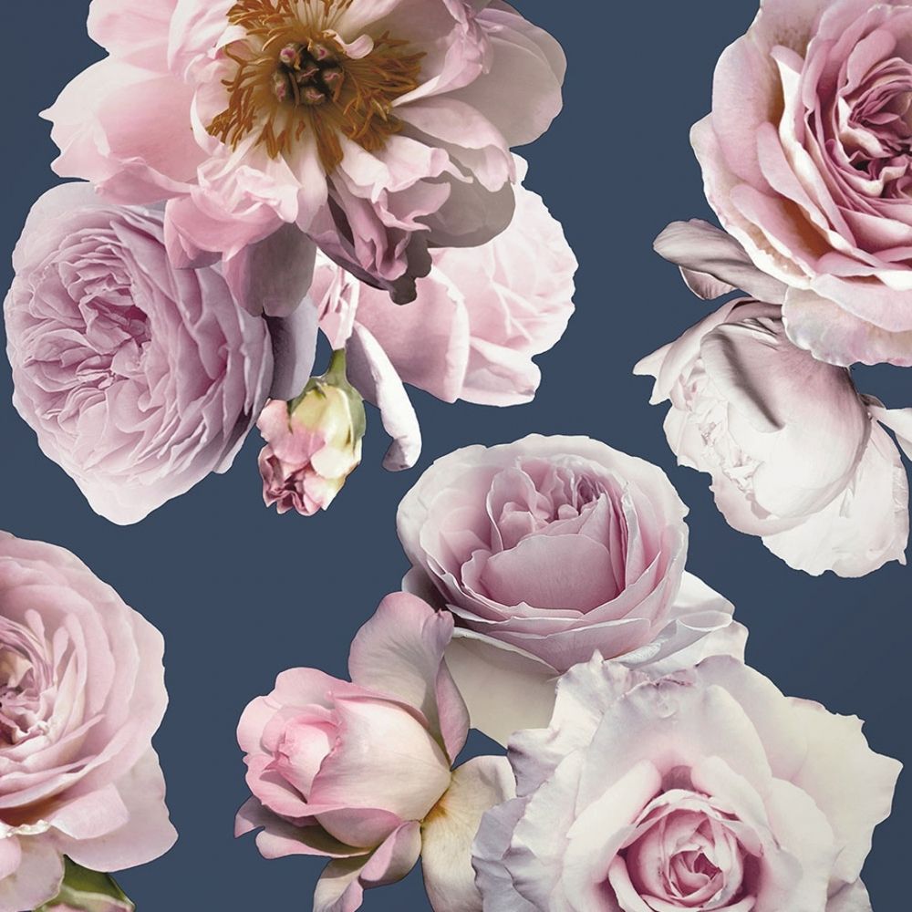 Navy Floral Wallpaper
