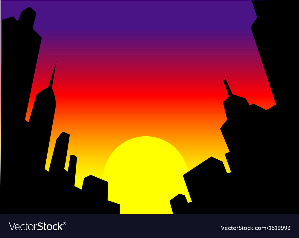 Sunset City Skyline Background Royalty Vector Image