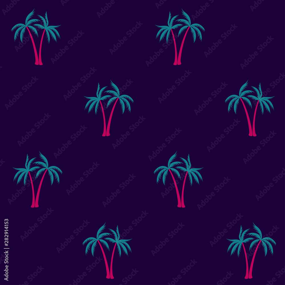 Coconut Palm Tree Pattern Textile Seamless Tropical Forest