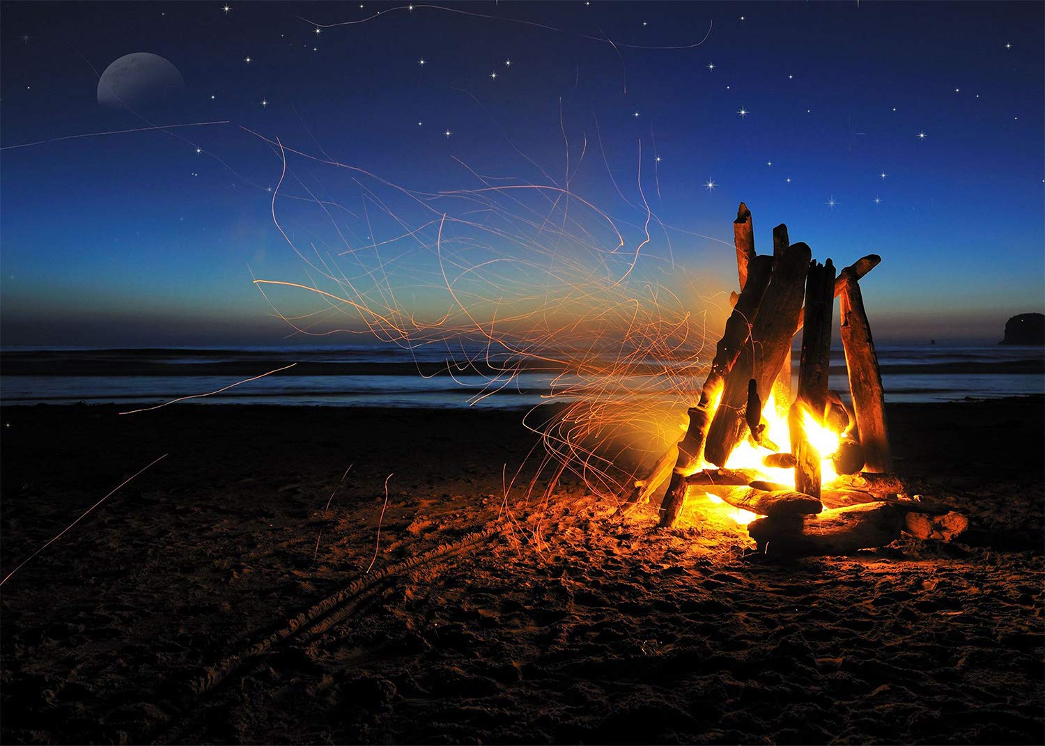 Amazon Night Bonfire Backdrop Campfire Party