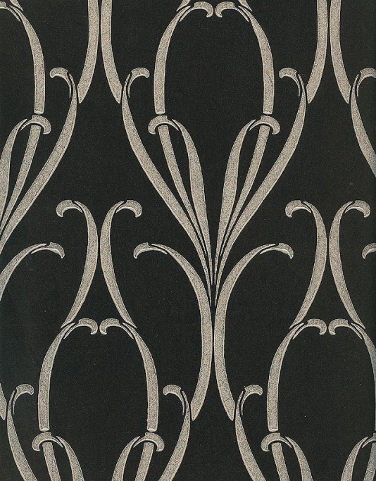 Paris Wallpaper Silver Art Nouveau Style In On Black