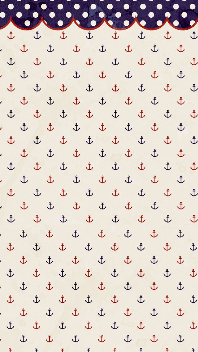 Navy Anchors Blue Marine Pattern iPhone Wallpaper Ipod