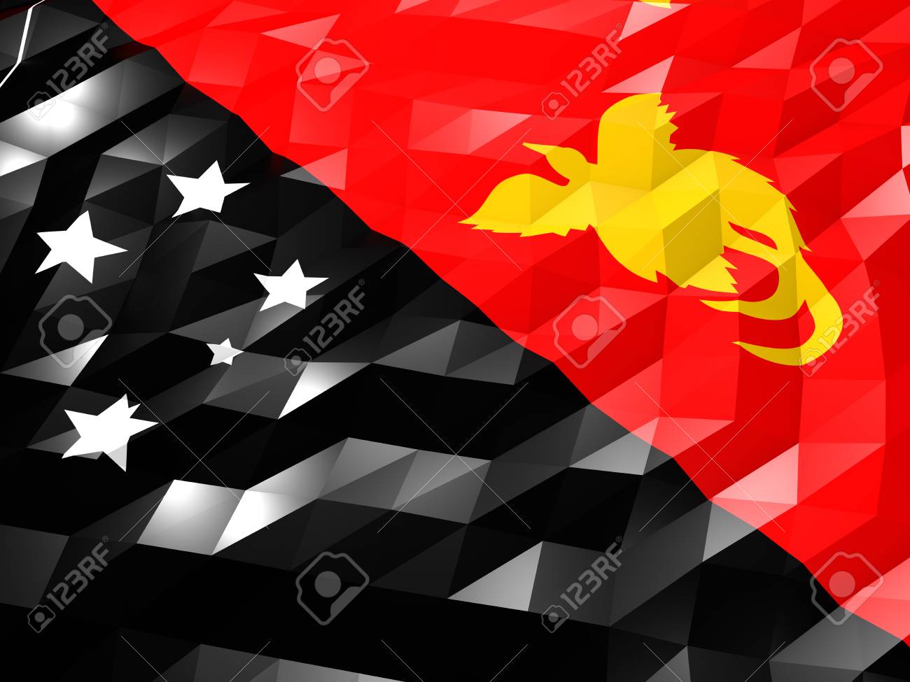 Flag Of Papua New Guinea 3d Wallpaper Illustration National