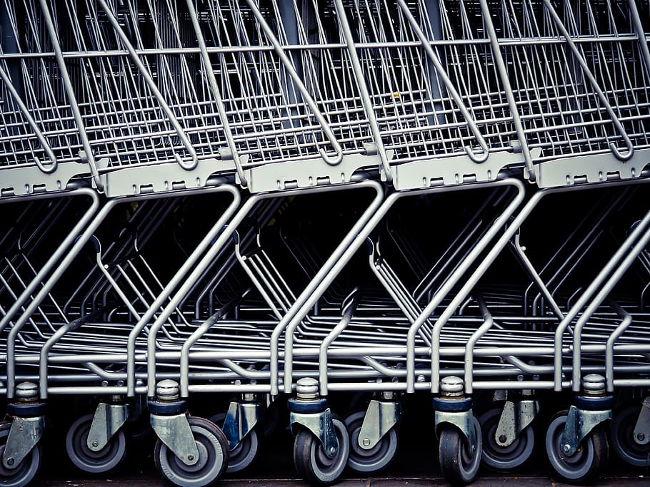 Free download HD wallpaper white shopping cart stacked supermarket