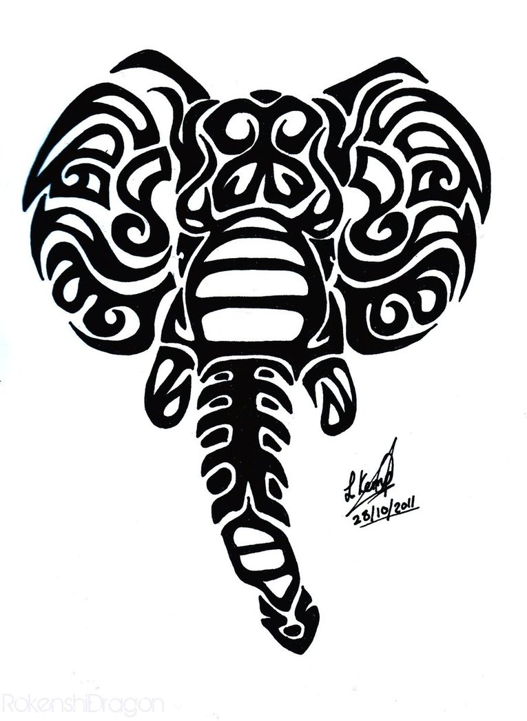Elephant Tribal By Rokenshidragon