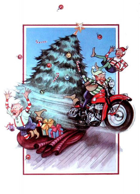 Christmas Biker Greetings Postcards for Xmas and Holidays Biker