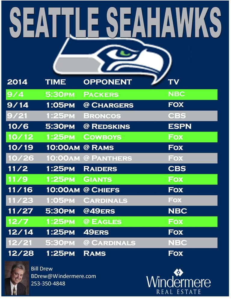 Seahawks Schedule 2016 Seattle Seahawks Schedule 2015 Kentucky