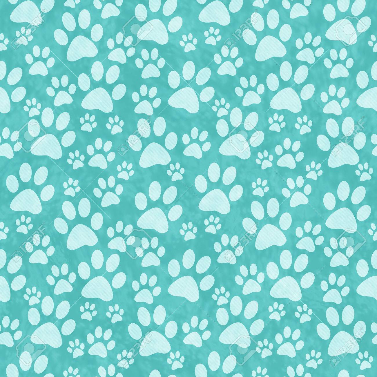 Teal Doggy Paw Print Tile Pattern Repeat Background That Is