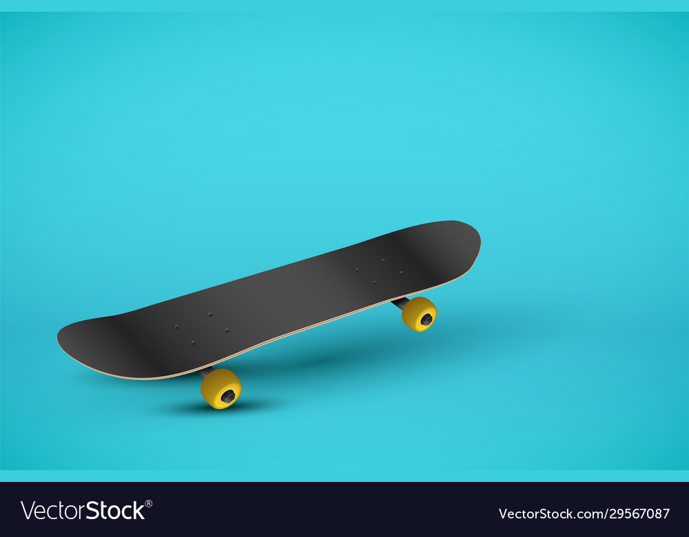 Skateboard On Pastel Blue Background Royalty Vector