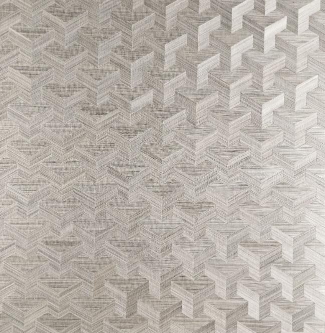 Non Woven Sisal Wallpaper Cube Silver Gray