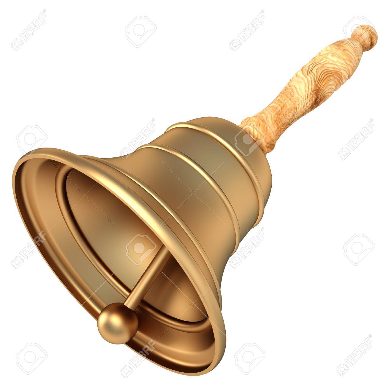 Vintage School Bell Isolated On White Background 3d Stock Photo