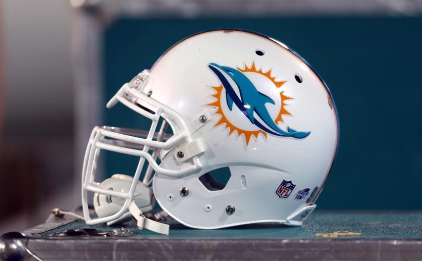 Aug 4 2013 Canton OH USA Miami Dolphins helmet with the new logo 850x527
