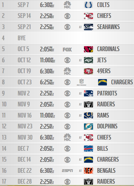 Denver Broncos Schedule Courtesy Denverbroncos
