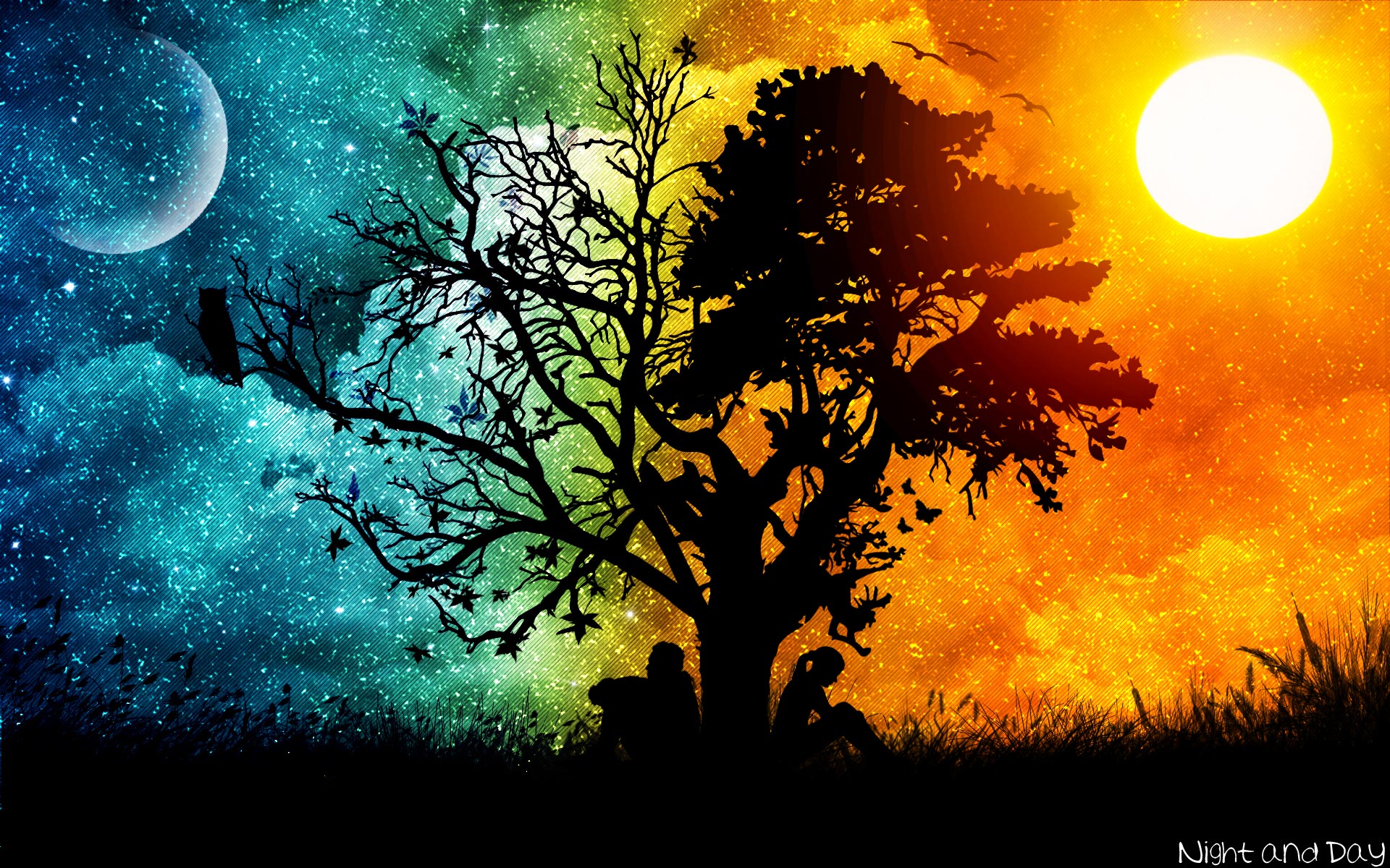 Free download Wallpapers Night And Day Tree Silhouette wallpaper