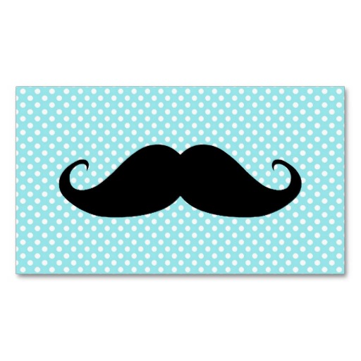 Funny Moustache On Cute Blue Polka Dot Background Business Card