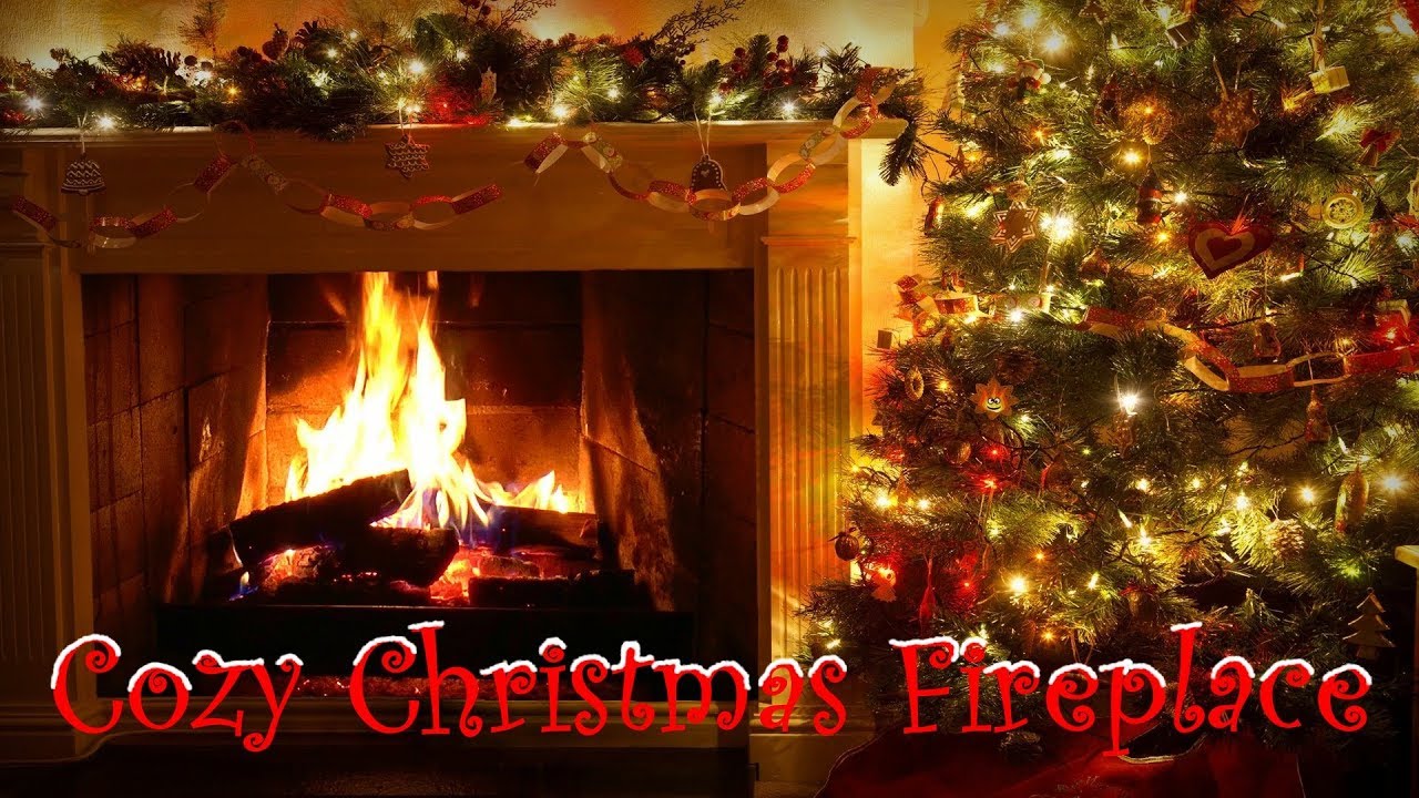 Cozy Crackling Fireplace With Christmas Decorations Tree Garland