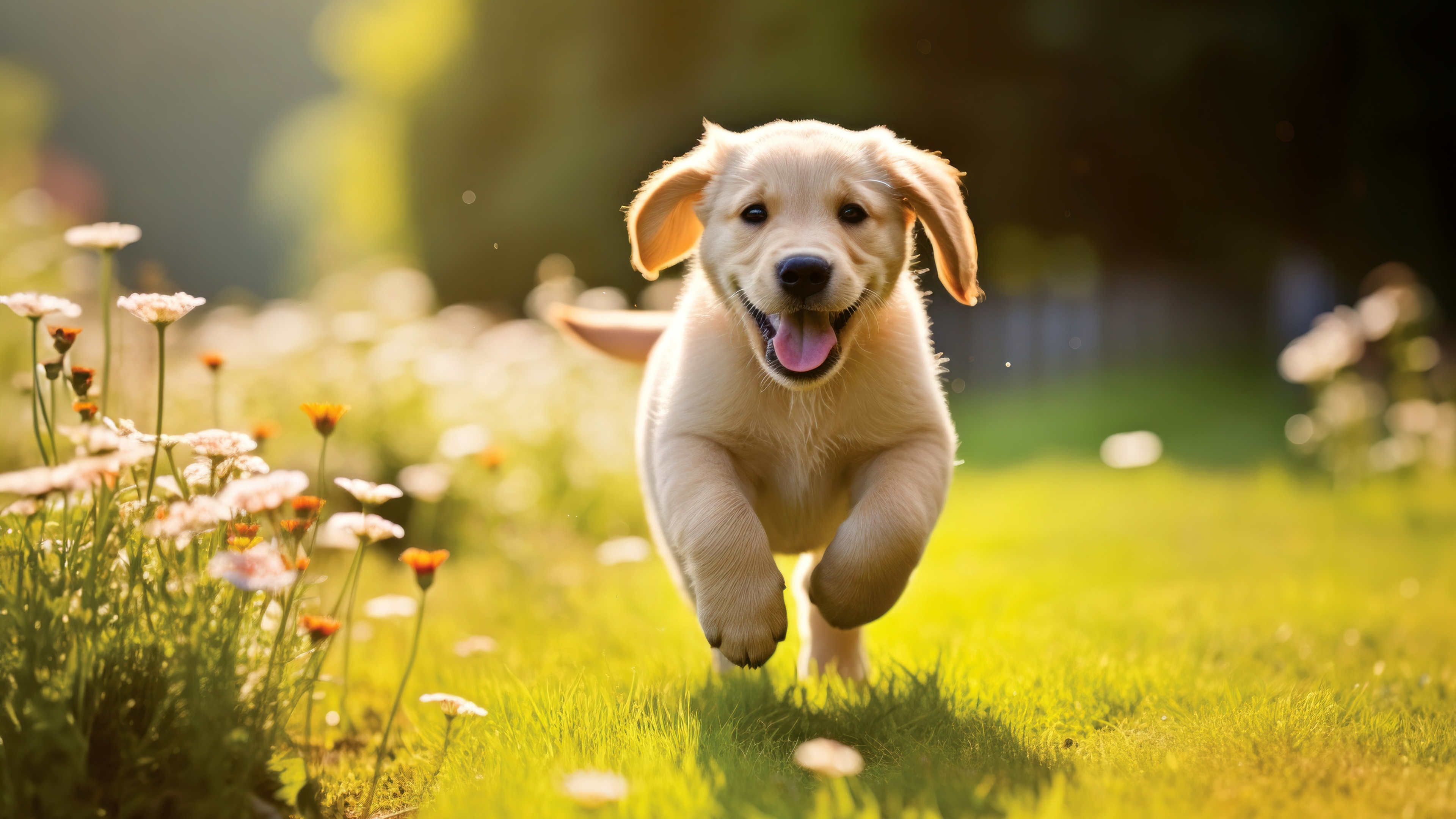 Cute Puppy Wallpaper 4k Running Golden Retriever 5k