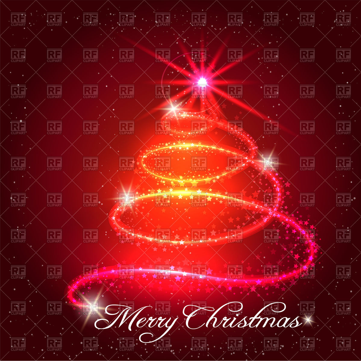 Red Christmas Background With Xmas Tree Stars Vector Image Of