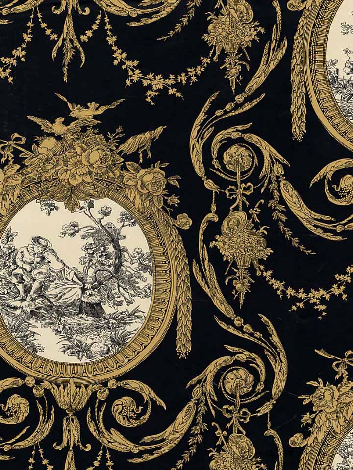 Waverly Black And Gold Toile Wallpaper A608a3
