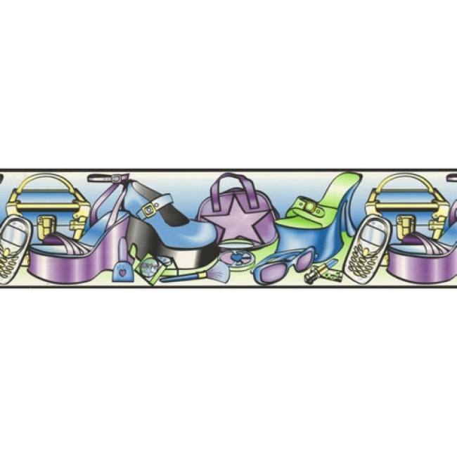  in Blue Purple and Lime Wallpaper Border   All 4 Walls Wallpaper