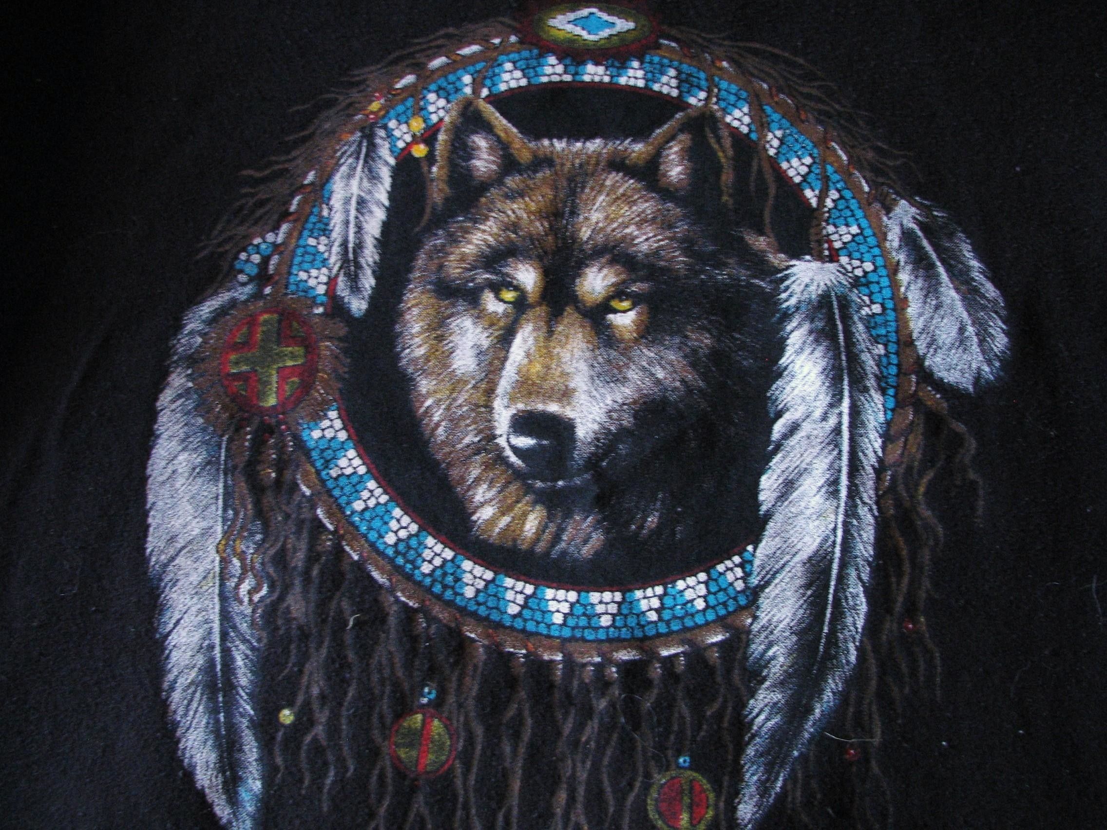 Native American Wolf Wallpaper Top