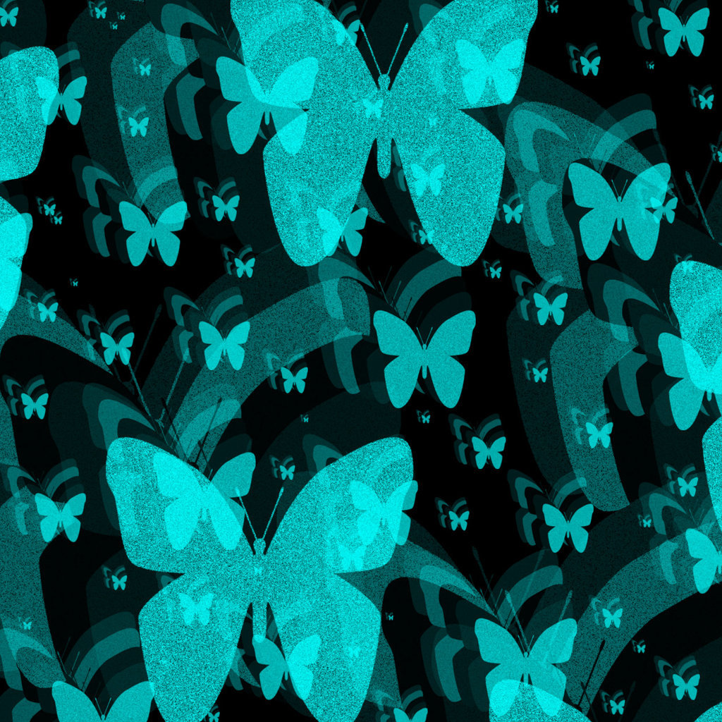 Turquoise And Black Wallpaper Butterflies On