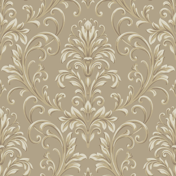 Taupe and Gold Feathered Damask Wallpaper   Wall Sticker Outlet