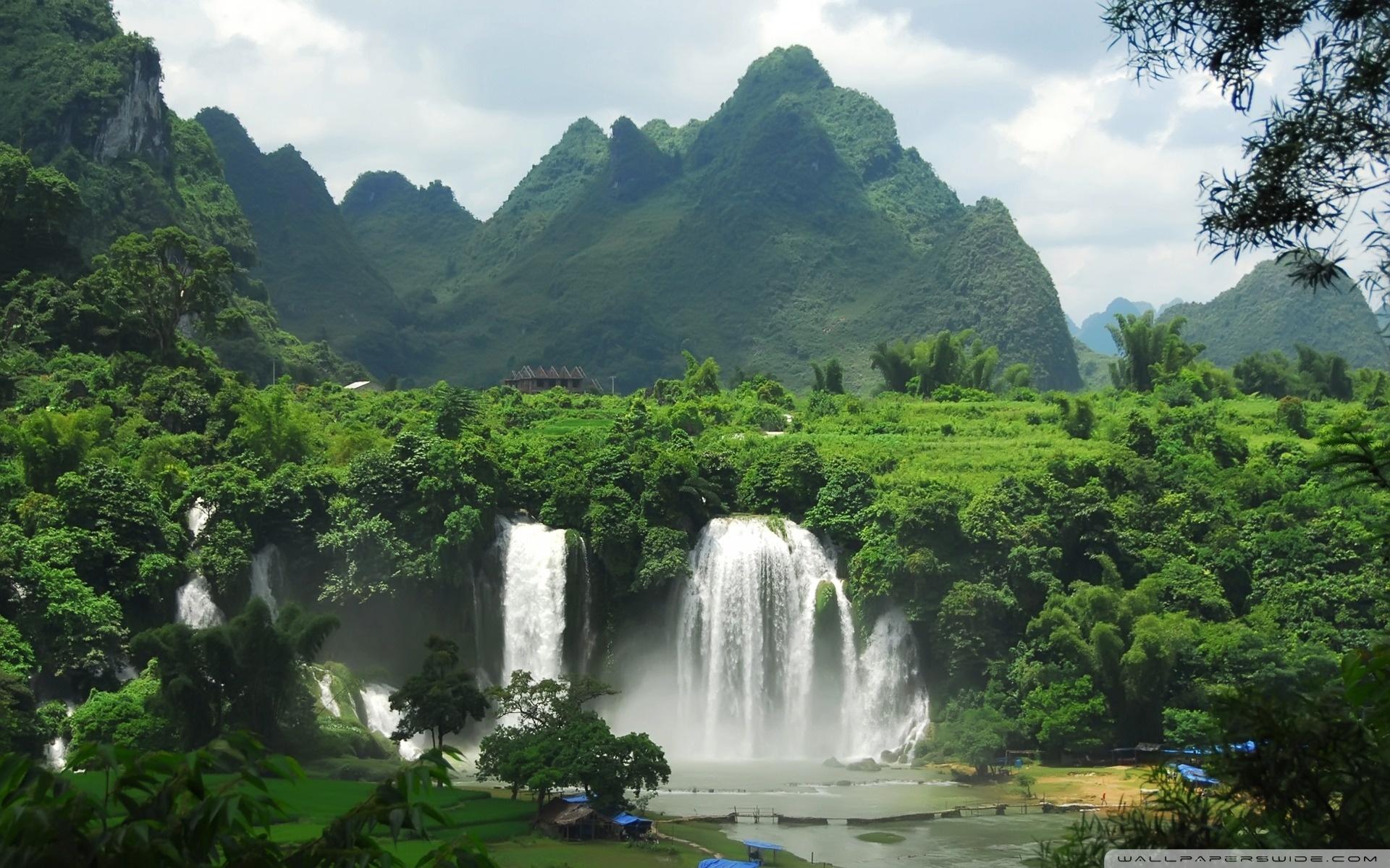 Waterfall In Tropical Forest Ultra HD Desktop Background Wallpaper