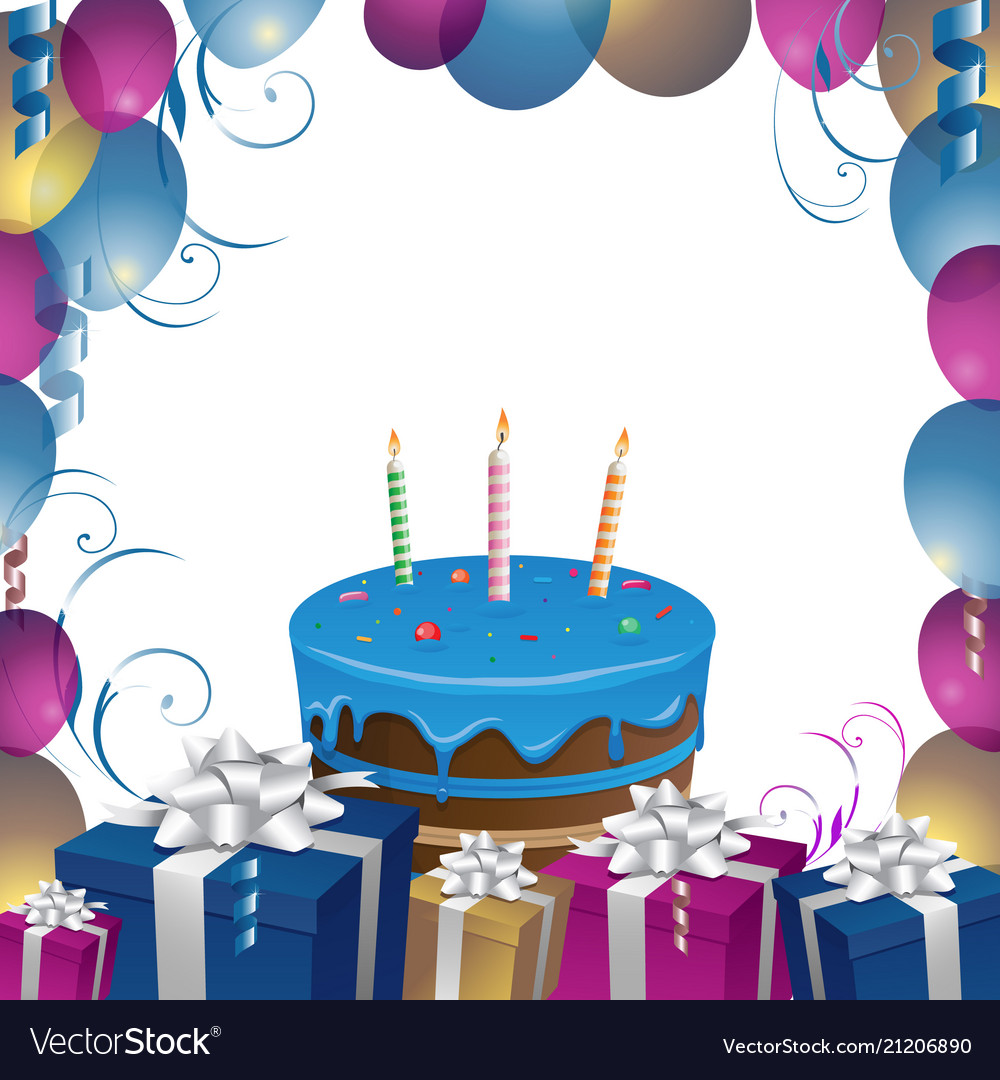 Beautiful Cake And Gifts BirtHDay Background Vector Image