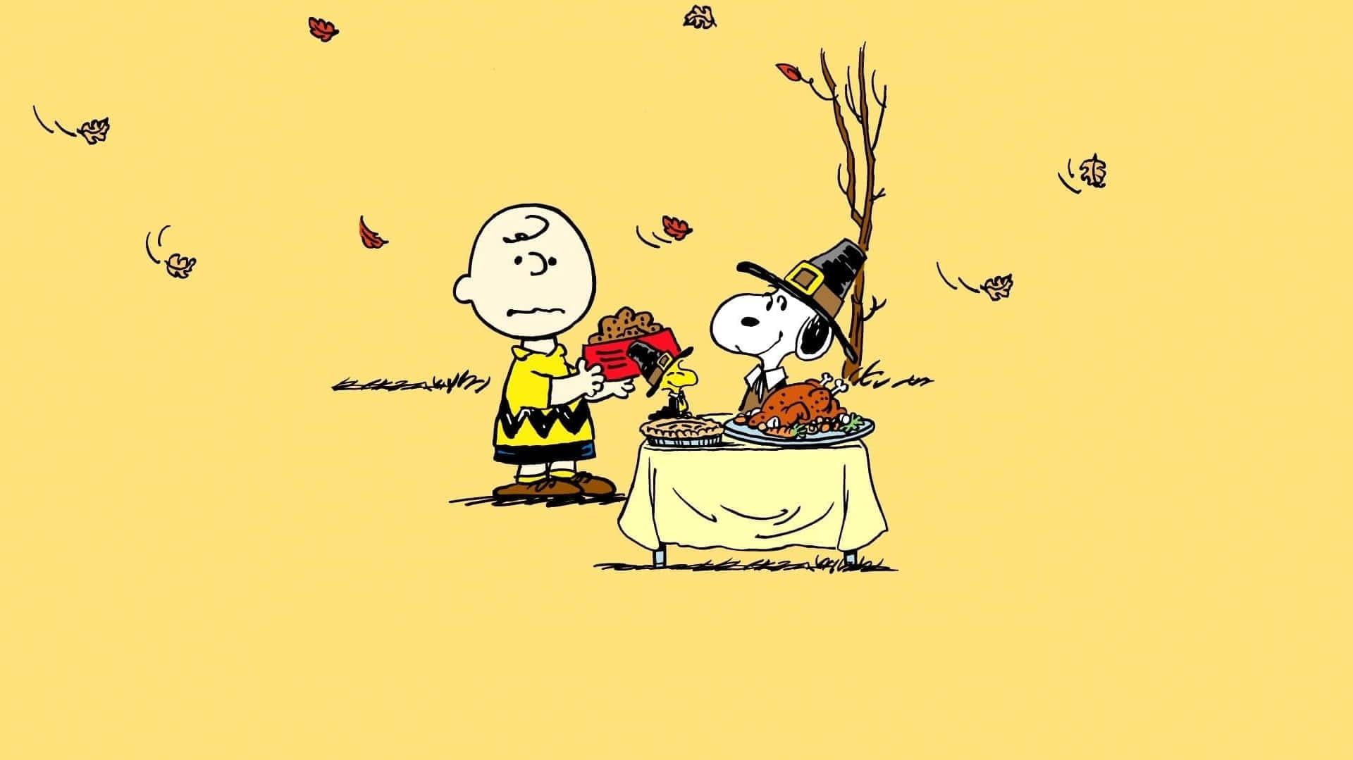 Charlie Brown And Friends Celebrating Thanksgiving