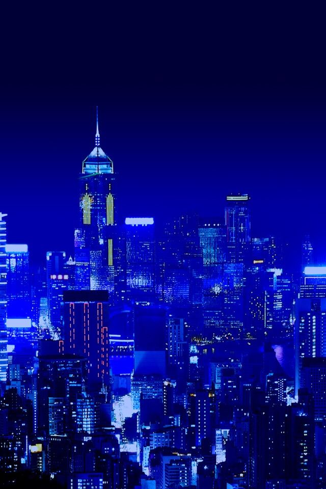 Deep Night City Scene iPhone 4s Wallpaper Blue Aesthetic Dark