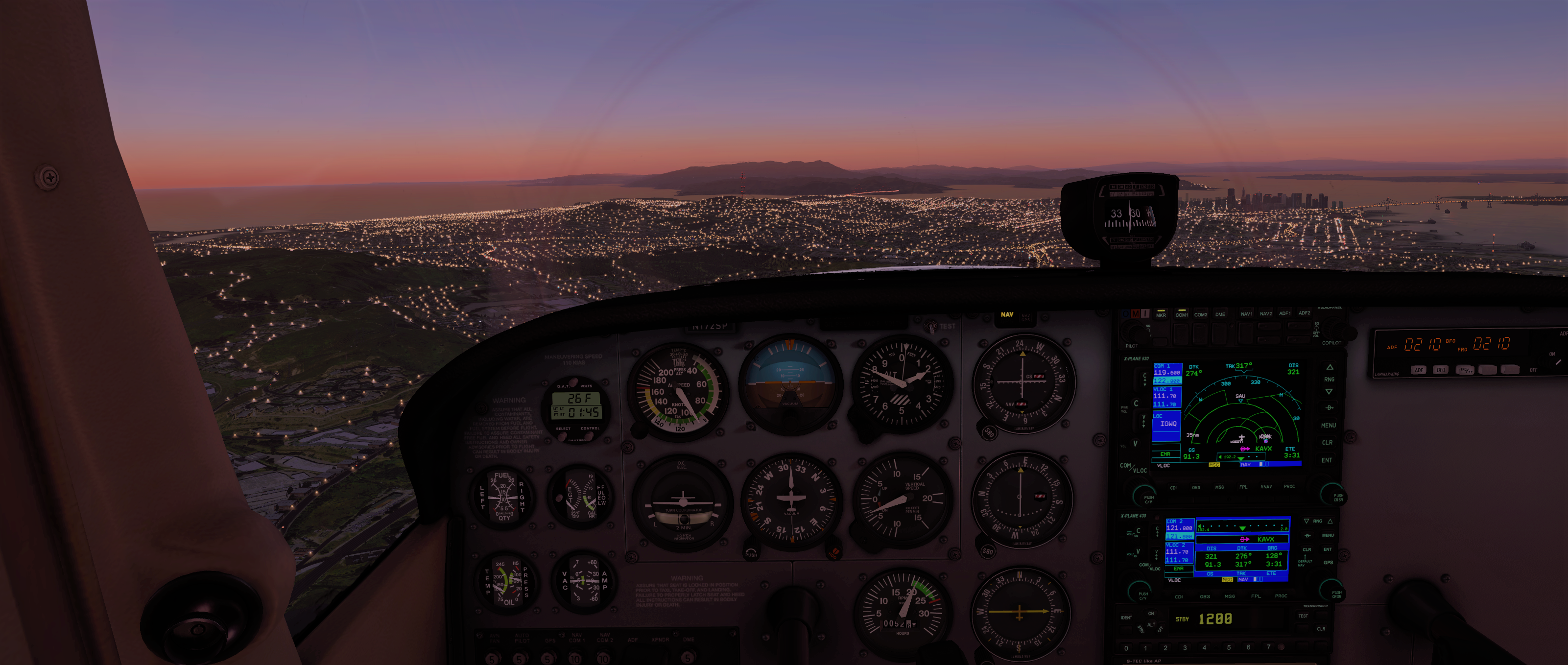 Xp11 C172 Cockpit Wallpaper Over San Francisco Flightsim