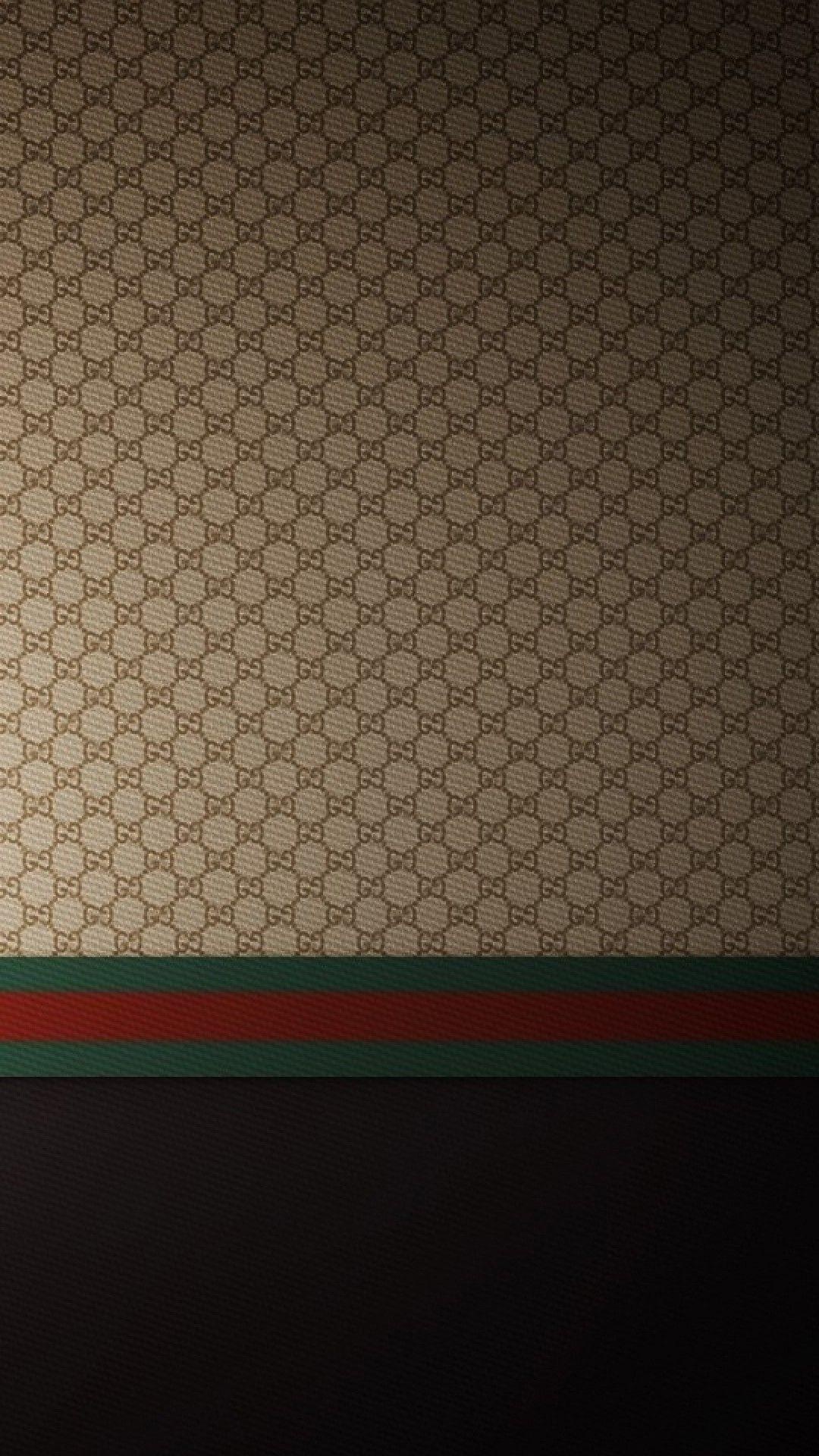 Close-up of Gucci's signature monogram canvas with the iconic green and red Web stripe, ideal for luxury fashion backgrounds