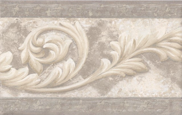 Silver Cream Molding Swirls Wallpaper Border Traditional