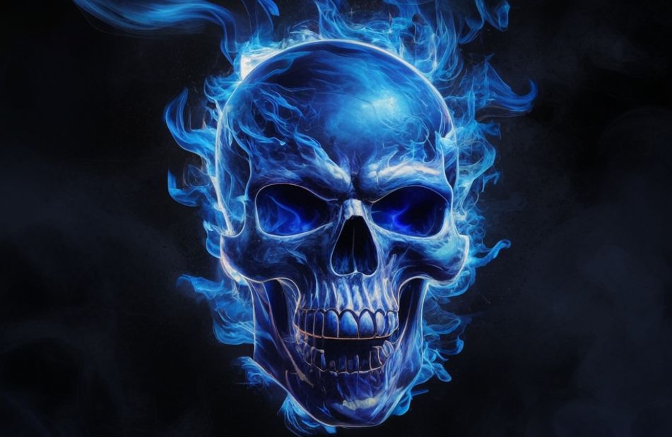 Blue Fire Skull Wallpaper
