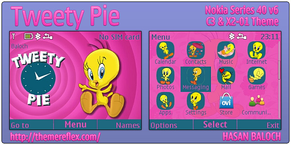 Tweety Pie Theme For Nokia C3 X2 Themereflex