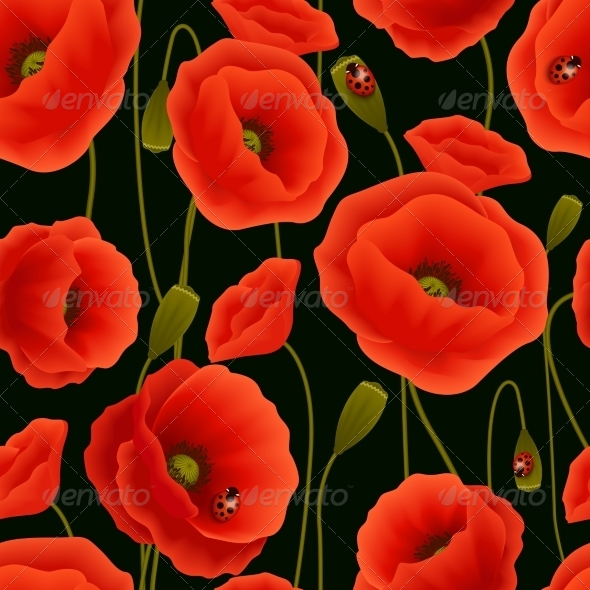 Poppy Pattern Background Decorative