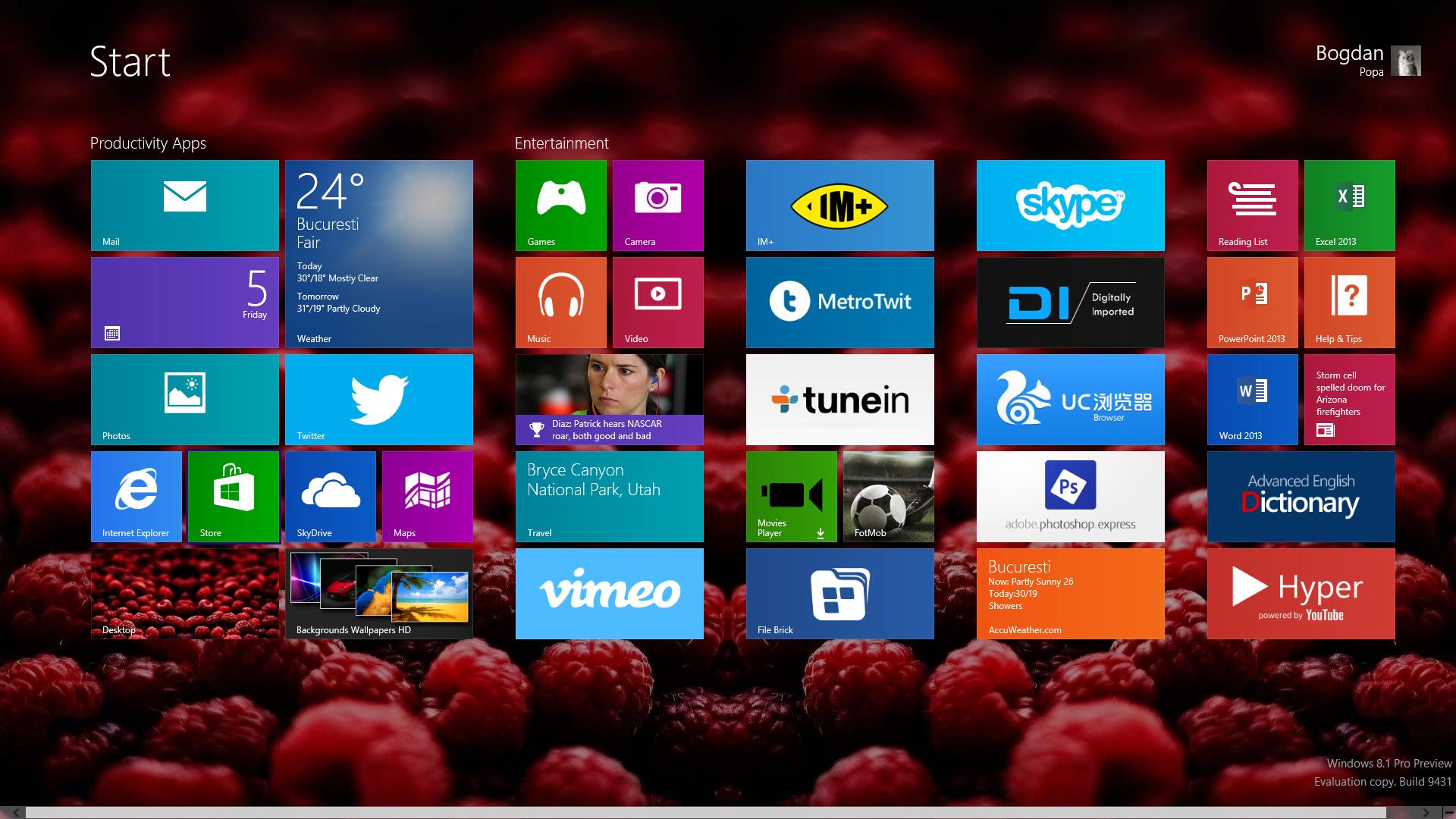 Start screen wallpaper dimming is turned on by default in Windows 81 1920x1080