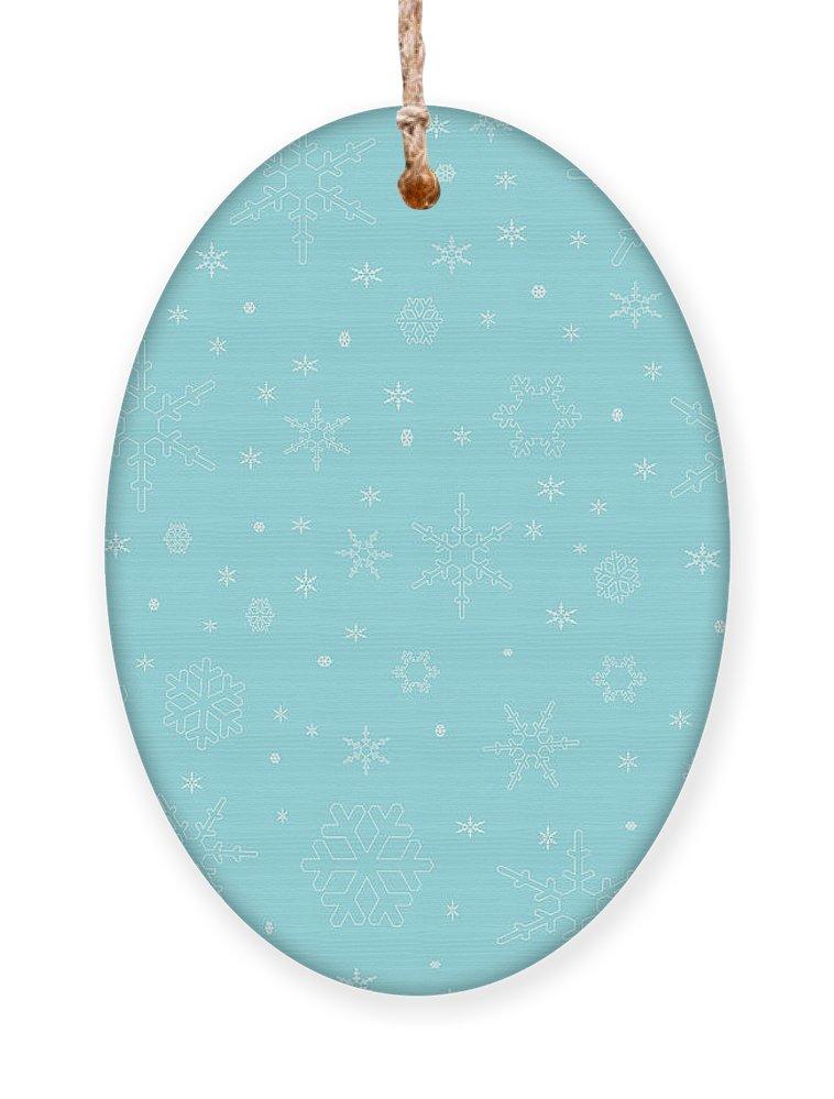 White Snowflakes On Soft Winter Blue Ornament By Iris Richardson