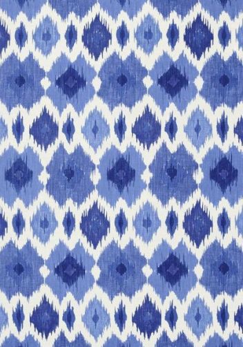 Thibaut Biscayne More Blue Belt Ikat Pattern Fabric Wallpaper