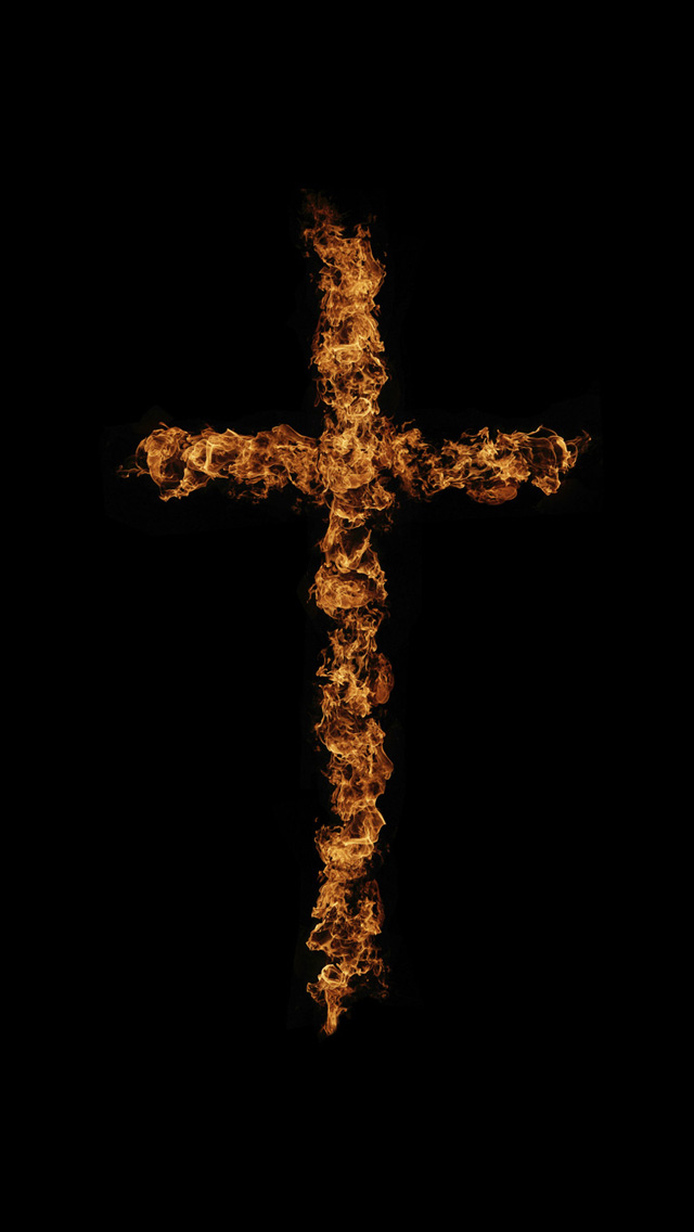 iPhone Wallpaper HD Flame Art Cross Background