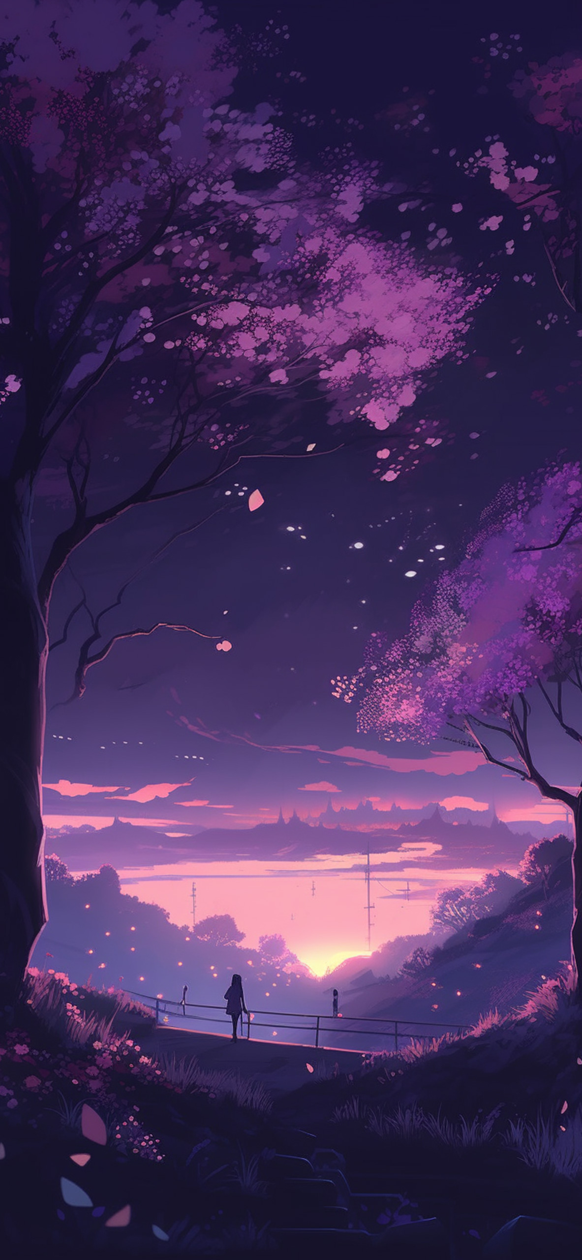 Night Purple Anime Wallpaper Dark iPhone 4k