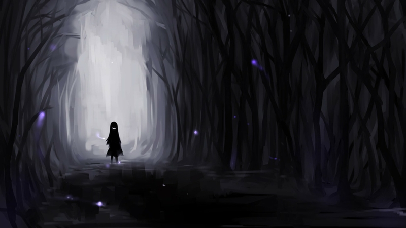 Creepy Dark Forest Evil Smiles Anime Drawn Wallpaper