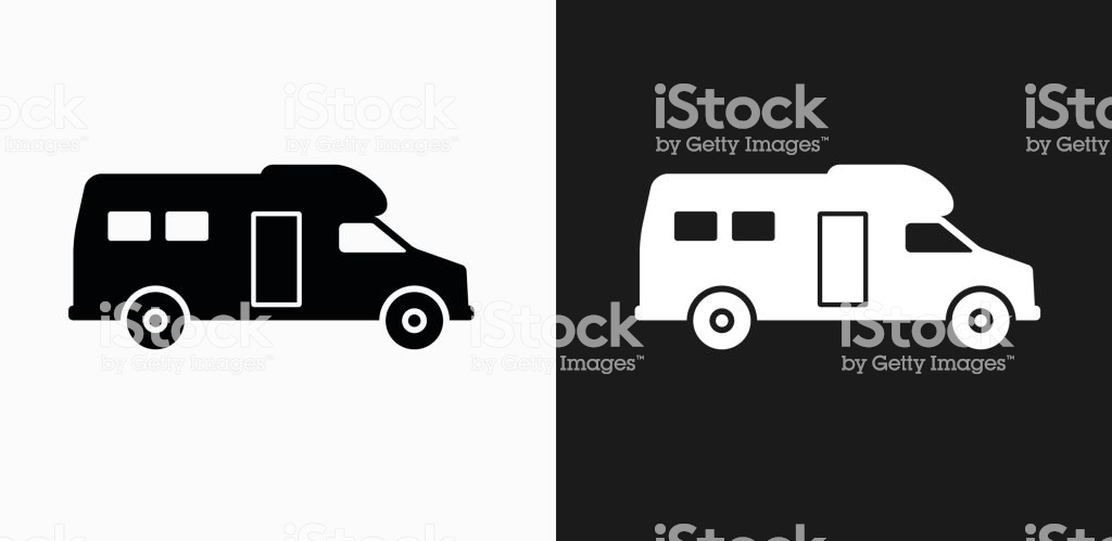 Rv Icon On Black And White Vector Background Stock Art
