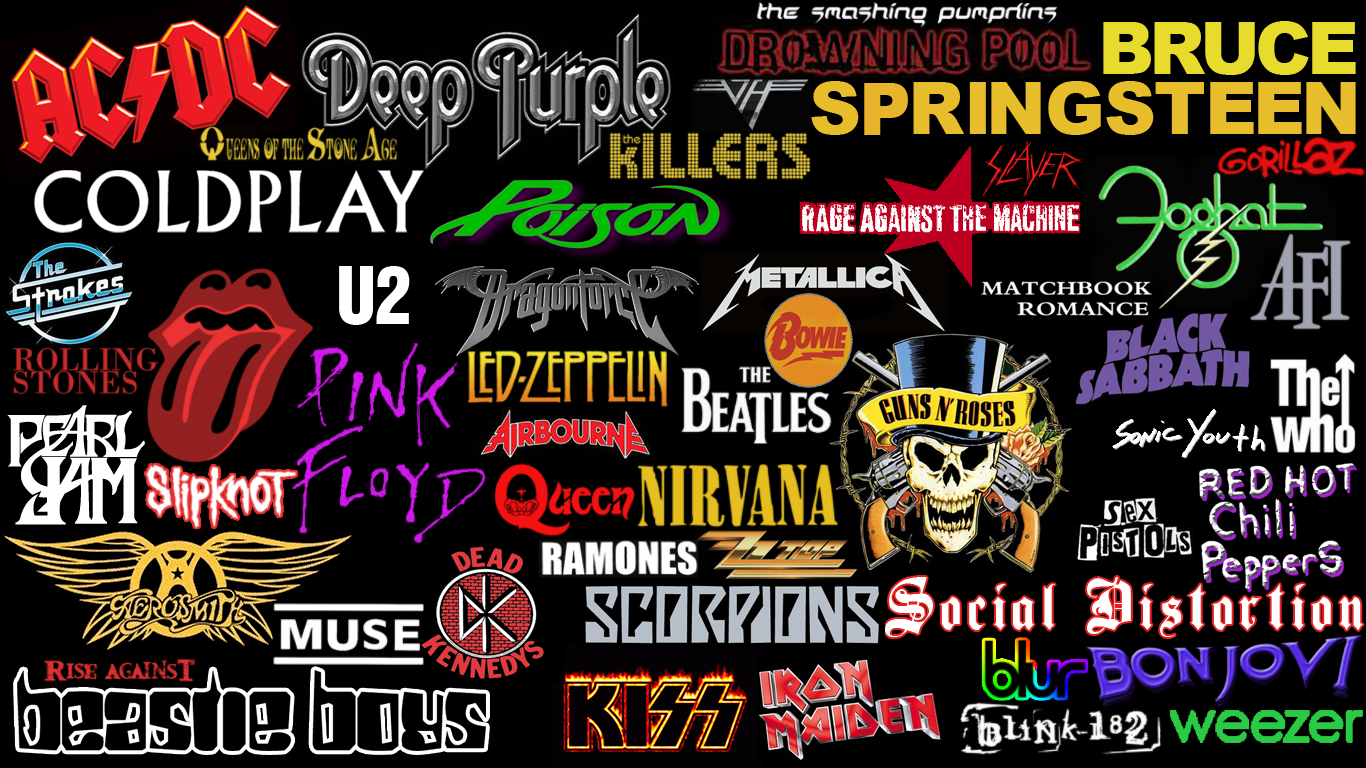 Rock Bands Logos Collage New By Superbrogio Digital Art Mixed Media