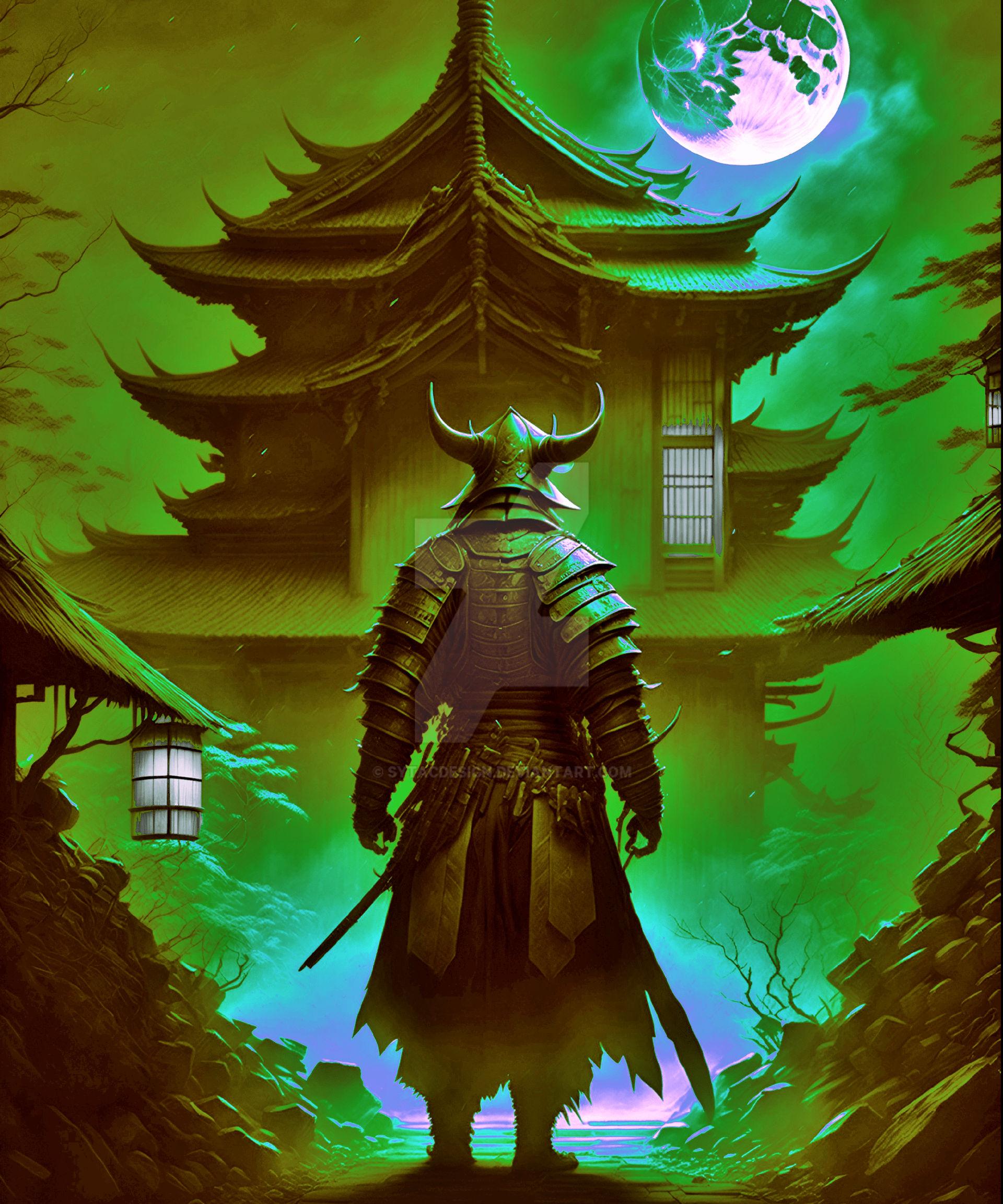 Temple Fierce Warrior Japanese Sword Samurai Japan By Sytacdesign