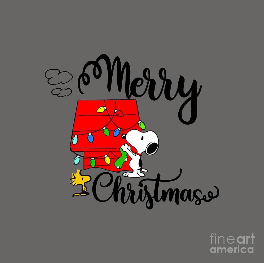 Snoopy Merry Christmas Drawing By Jhony Iskandar Pixels