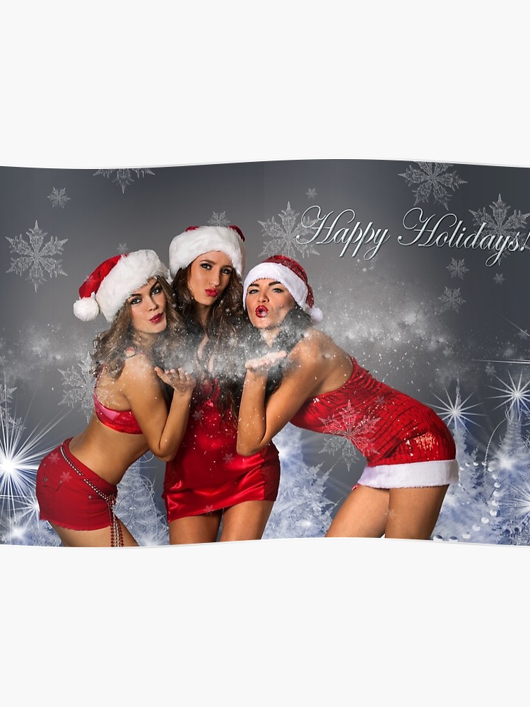 Sexy Santa S Helpers Holiday Postcard Wallpaper Template Girls
